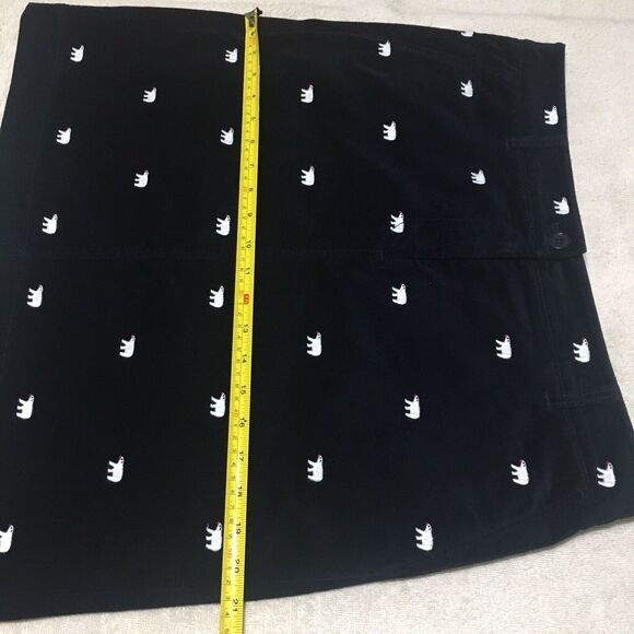 Talbots Women Skirt 10 Navy Blue Velvet Polar Bear Embroidered Knee Whimsical - Picture 11 of 14